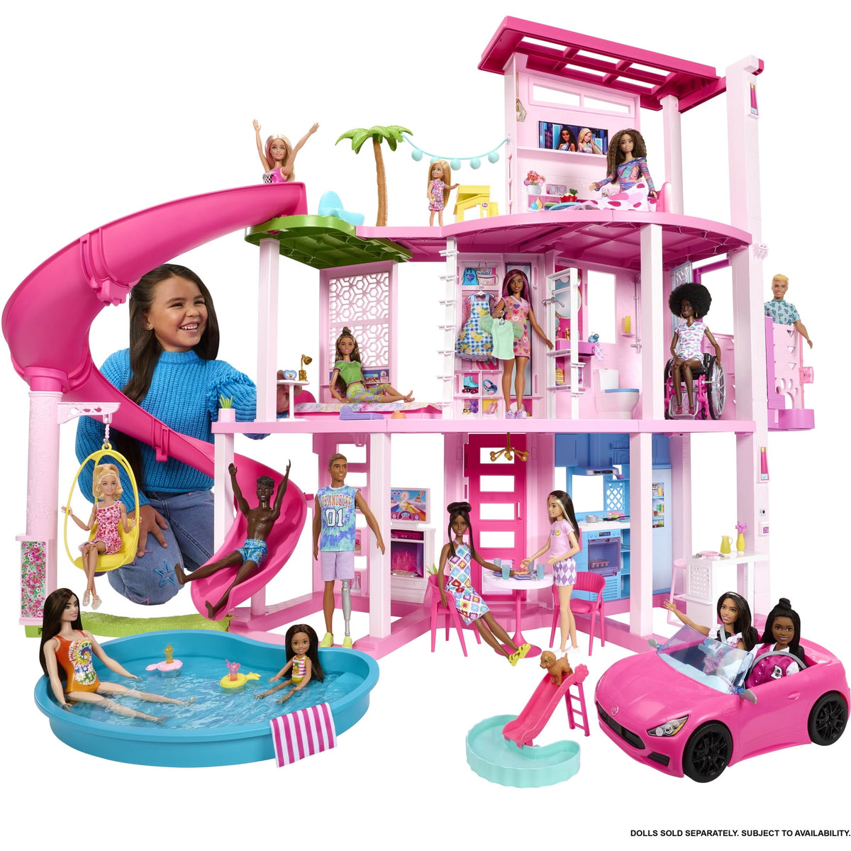 Barbie Dreamhouse Dollhouse Playset With 3-Story Spiral Slide And 75+ Pieces