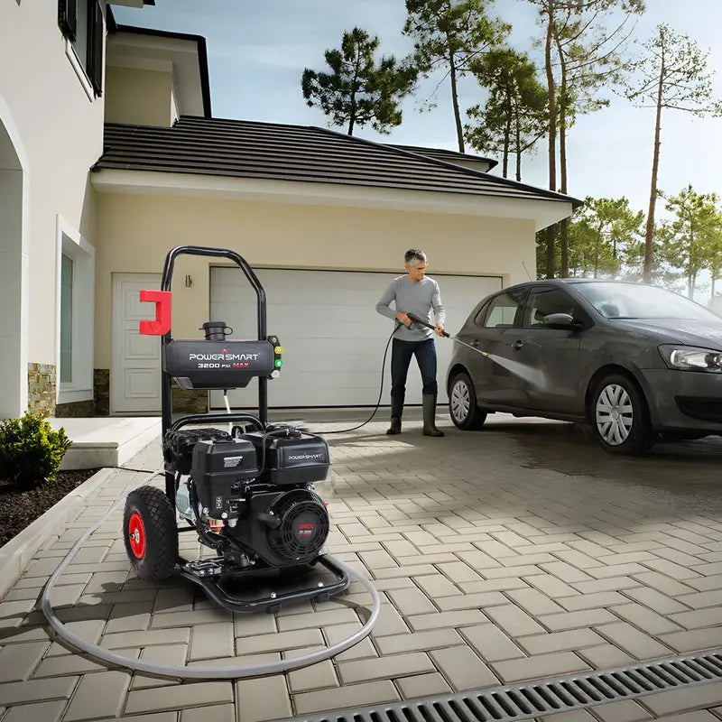 PowerSmart Gas Pressure Washer, 3200 PSI, 2.5 GPM, 5 Nozzles, 0.7 Gallon Gas Tank, 0.8 Gallon Soap Tank