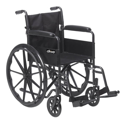 Drive Medical Silver Sport 1 Wheelchair With Full Arms And Swing Away Removable Footrest