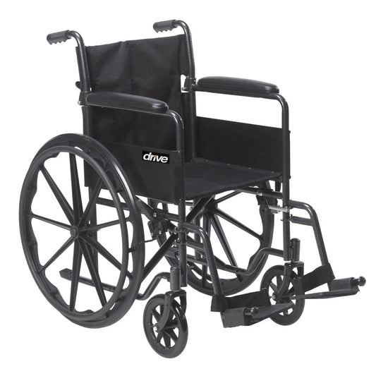 Drive Medical Silver Sport 1 Wheelchair With Full Arms And Swing Away Removable Footrest