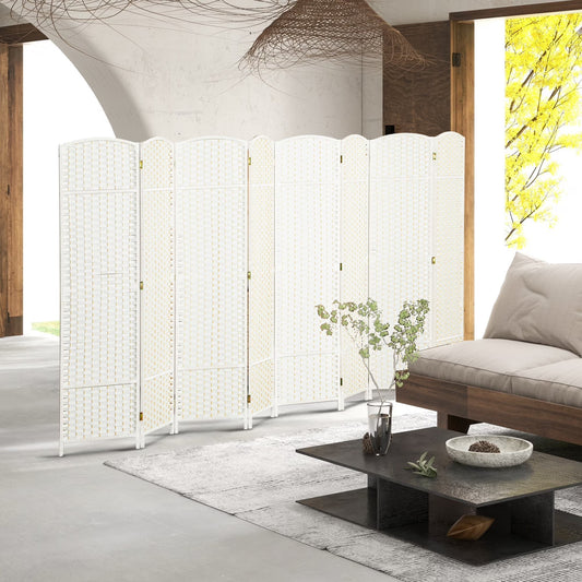 HOMCOM Folding Privacy Screen, 8 Panel, 5.6' Tall, White - 830-814V02WT