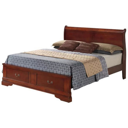 Passion Furniture Storage Sleigh Bed, Cherry, Full, 2 Drawers, 61L 84W 44H - PF-G3100D-FSB2