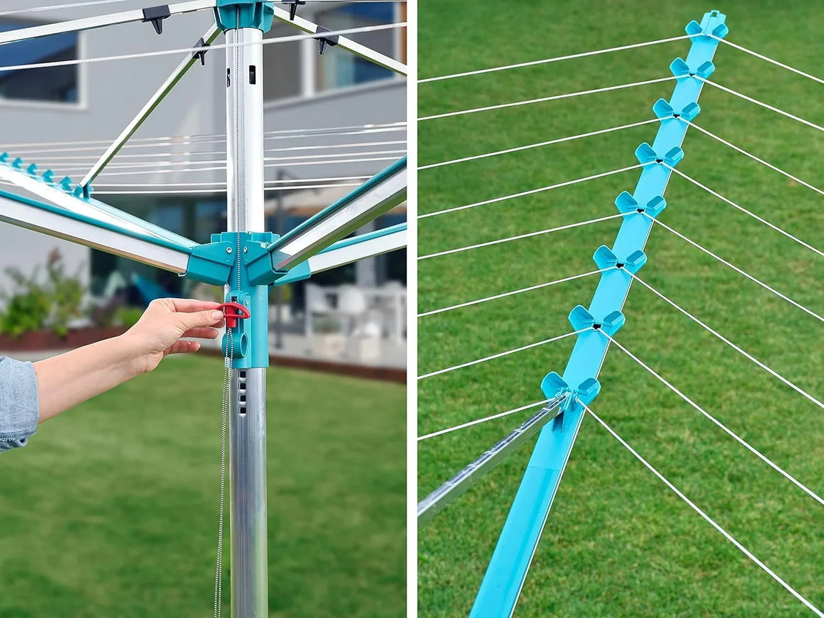 Rotating Clothes Drying Rack - 50 m Aluminum, Emerald Green