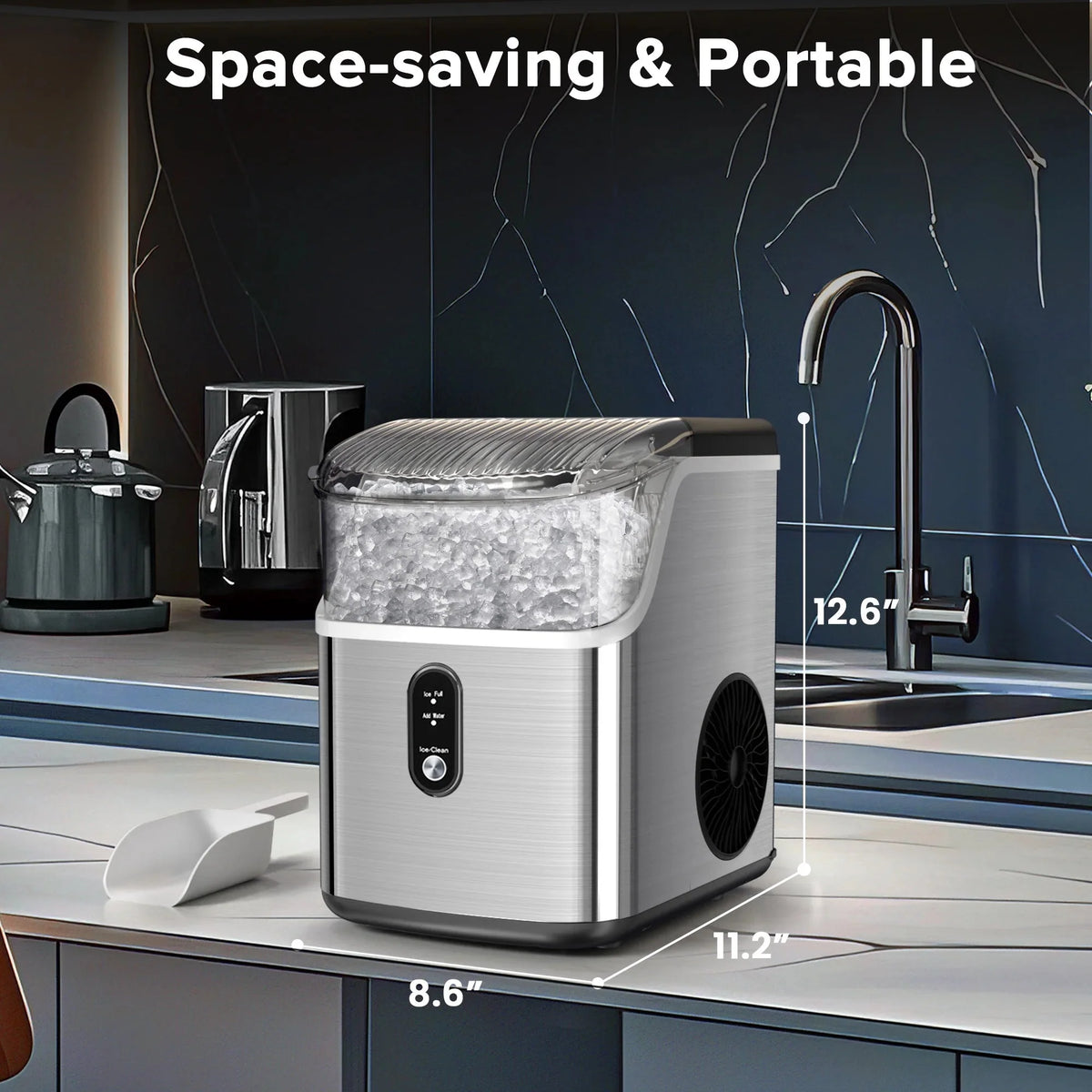 Auseo Countertop Nugget Ice Maker, 35lbs/24H, Self-Cleaning, Black