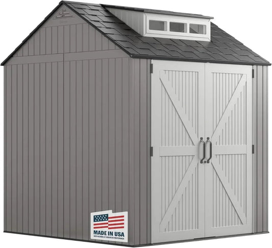 Rubbermaid Resin Garden Shed With Floor, 2.13 x 2.13 m, Grey