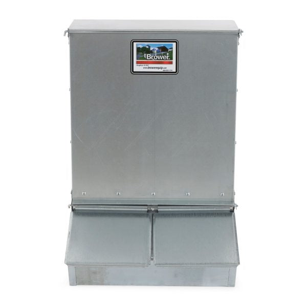 Galvanized Steel Hog Feeder 3.7 Bushel, 2-Door, 20-Gauge, Silver