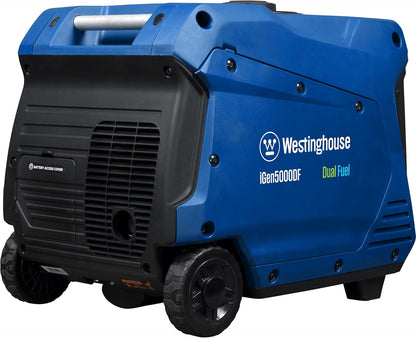 Westinghouse Dual Fuel Portable Inverter Generator, 5000 Peak Watt, 3900 Rated Watt, Blue/Black - iGen5000DF