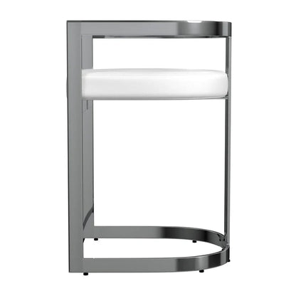 Butler Specialty Company Clarence Faux Leather 23in Dining Stool - Nickel Plated