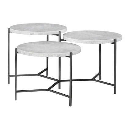 Bailey Street Home 38 inch Tiered Coffee Table, White Venetian Marble/Gunmetal Finish - 208-Bel-3826004