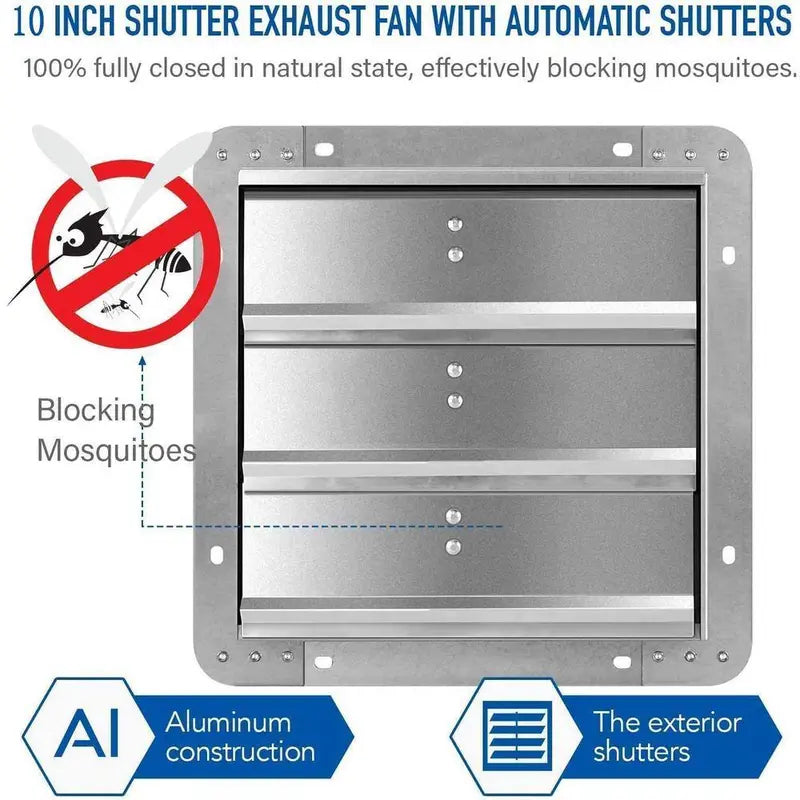 Tidoin 10 in Silver 705 CFM 1630 RPM Plug-In Shutter Exhaust Fan - DHS-YDW11-3284