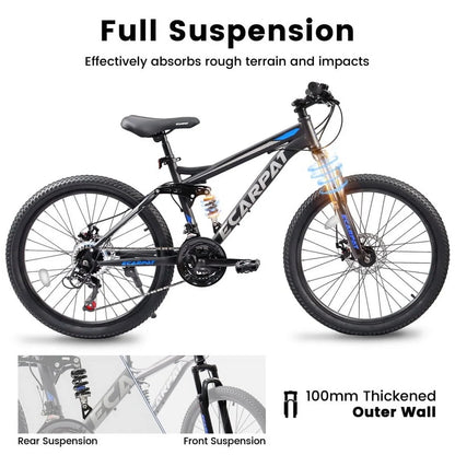 27.5 Inch Full Suspension Mountain Bike With Front And Rear Dual Shock Absorbers, Mechanical Disc Brakes, 21-Speed - A2760