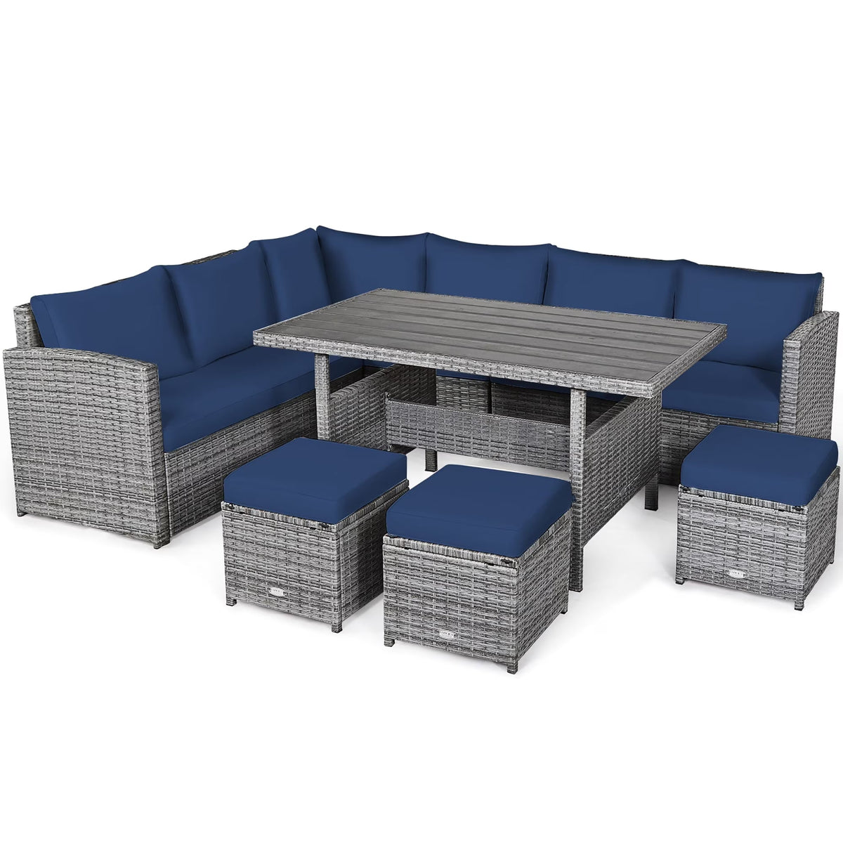 Outdoor Rattan Patio Furniture Set, Black, 7-Piece