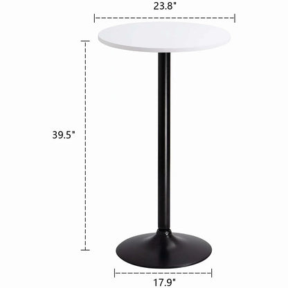 Round Bar-Height Bistro Pub Table With Metal Base And MDF Top, 23.8 x 23.8 x 39.5 Inch