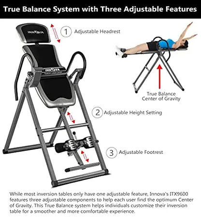 HEALTH AND FITNESS Inversion Table With Heavy-Duty Steel Frame And Adjustable Ankle Holders - ITX9600