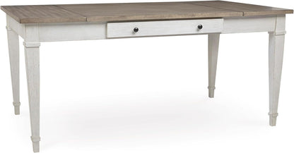 Signature Design by Ashley Rectangular Dining Table With Storage, White & Light Brown, 36in W x 66in D x 30.25in H - Skempton