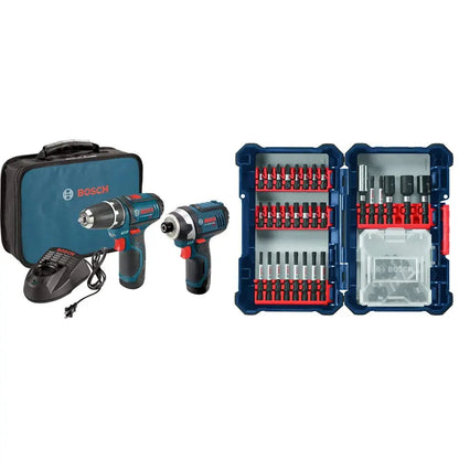 BOSCH 12V Max Cordless Drill/Driver And Impact Driver Combo Kit With 2 Batteries, Charger And Case - CLPK22-120