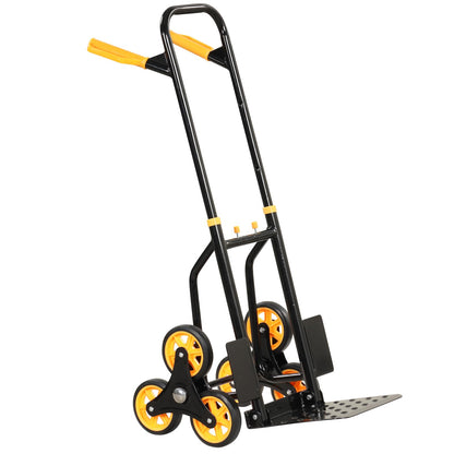 Stair Climber Hand Truck Heavy-Duty Folding Dolly, 350 lbs, Black + Yellow