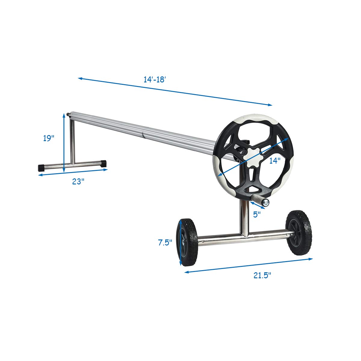 Pool Solar Cover Reel, 16-18 Feet - Complete Reel Set
