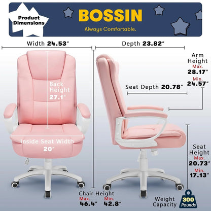 High-Back Ergonomic Leather Executive Office Chair, 400 lb Capacity