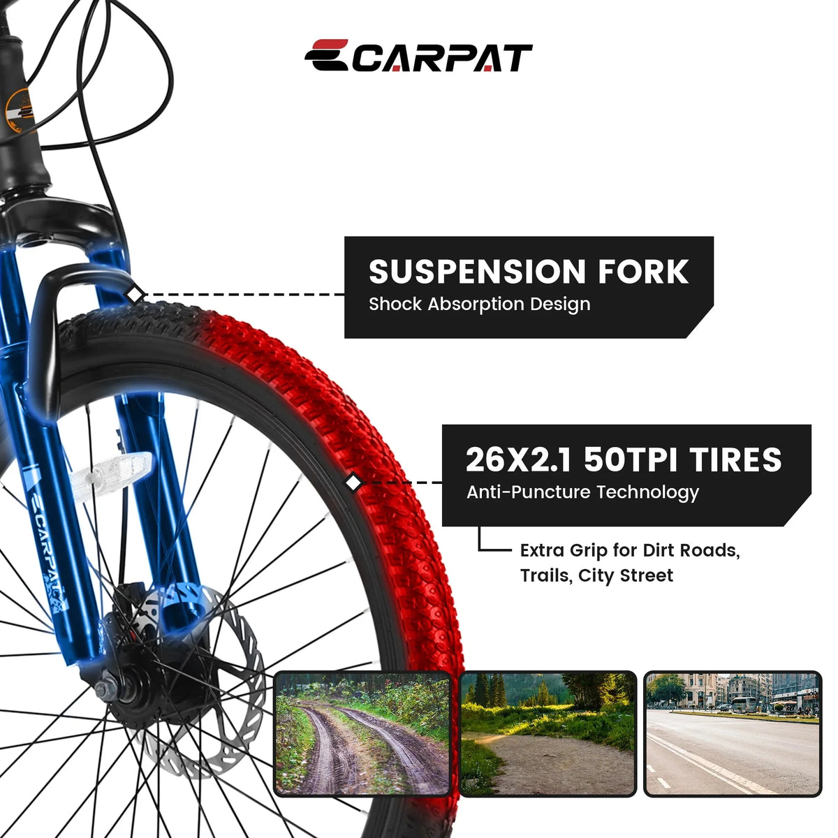 26 Inch Men's Mountain Bike With Shimano 21-Speed And Disc Brakes - Black Orange