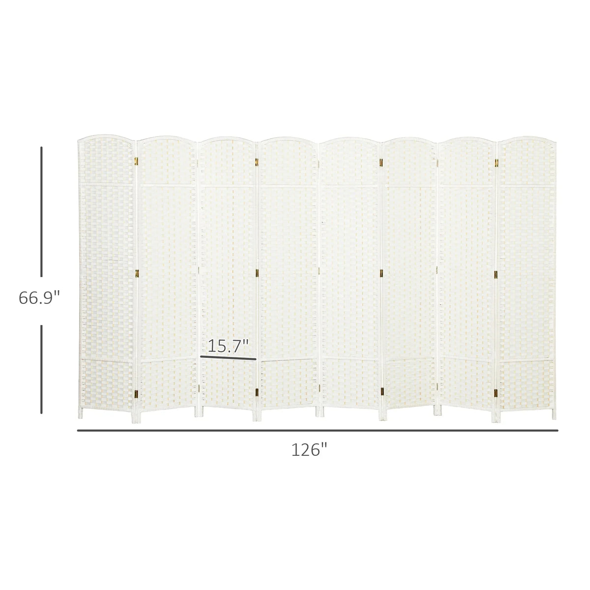 HOMCOM Folding Privacy Screen, 8 Panel, 5.6' Tall, White - 830-814V02WT
