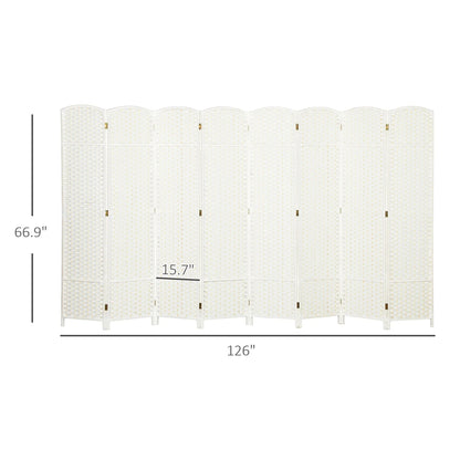 HOMCOM Folding Privacy Screen, 8 Panel, 5.6' Tall, White - 830-814V02WT
