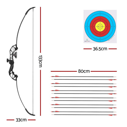 Everfit Recurve Bow And Arrow Set, 55lbs, 135cm, 12 Arrows