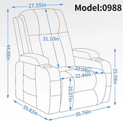 Lazy Boy Power Lift Recliner Chair With Massage, Lumbar Heating, USB Port And Cup Holders - Single Motor