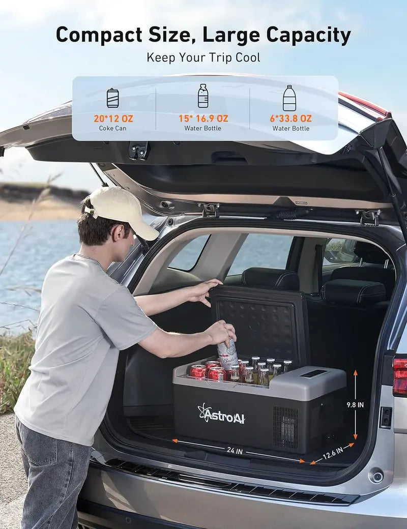 AstroAI Portable Car Refrigerator 15L, 12/24V DC and 110V AC, Black - C15