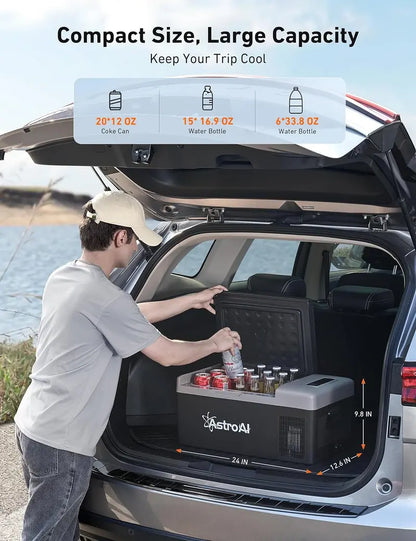 AstroAI Portable Car Refrigerator 15L, 12/24V DC and 110V AC, Black - C15