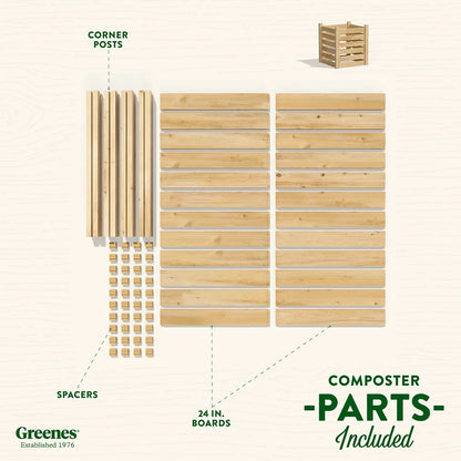 Greenes Fence Cedar Wood Composter 24 in x 24 in x 31 in, 77.3 Gal.