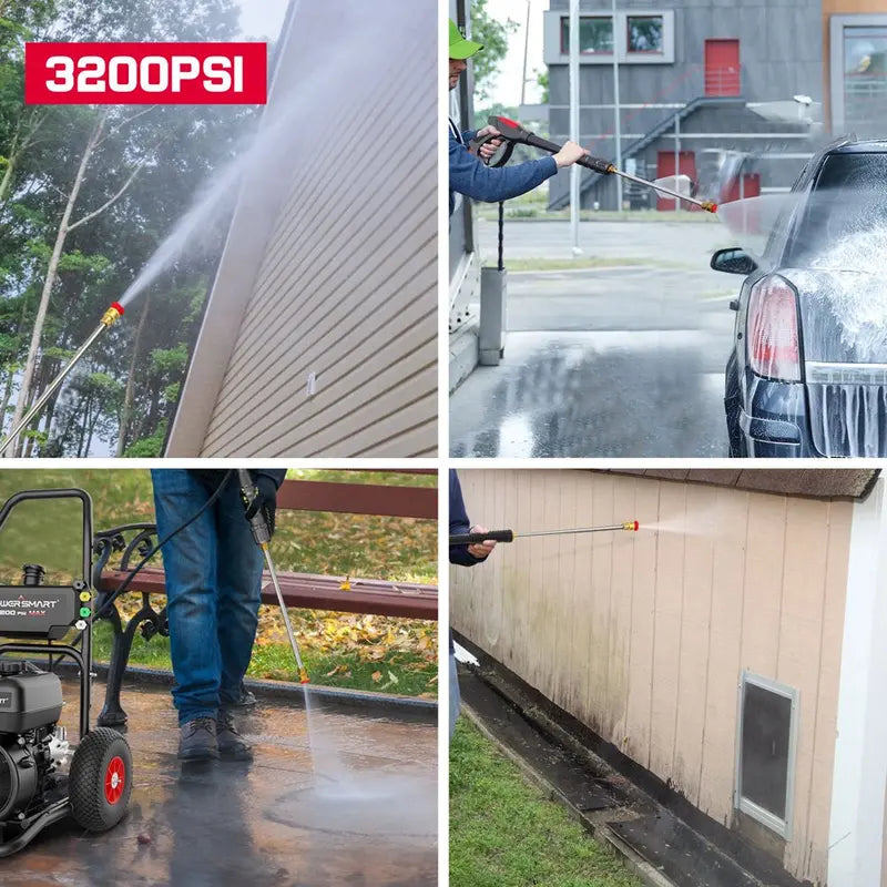 PowerSmart Gas Pressure Washer, 3200 PSI, 2.5 GPM, 5 Nozzles, 0.7 Gallon Gas Tank, 0.8 Gallon Soap Tank