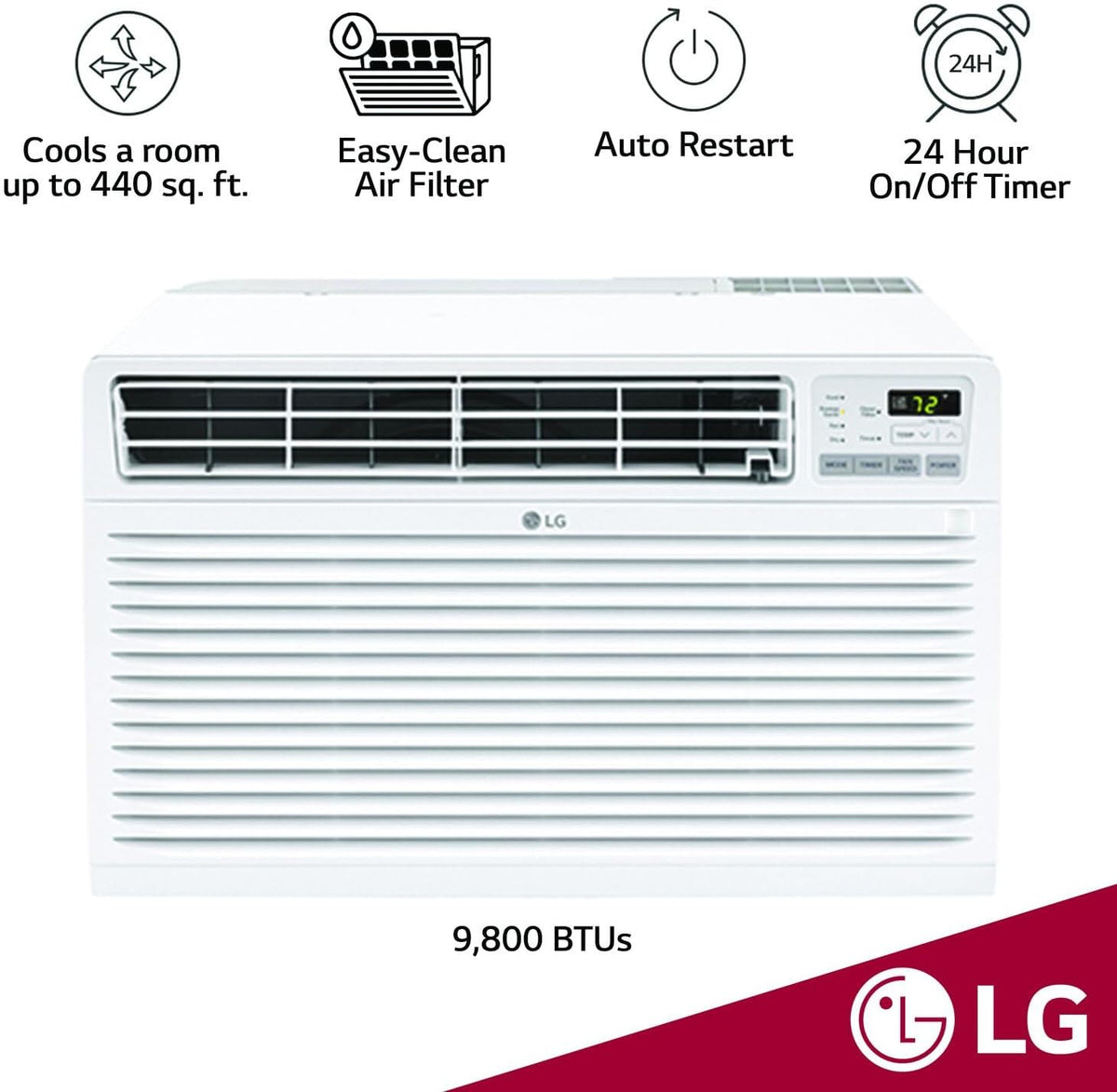 LG 10,000 BTU Through-the-Wall Air Conditioner, 115V, White - Cools Up To 440 Sq. Ft.