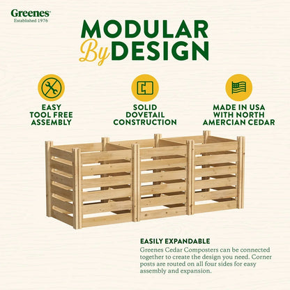 Greenes Fence Cedar Wood Composter 24 in x 24 in x 31 in, 77.3 Gal.