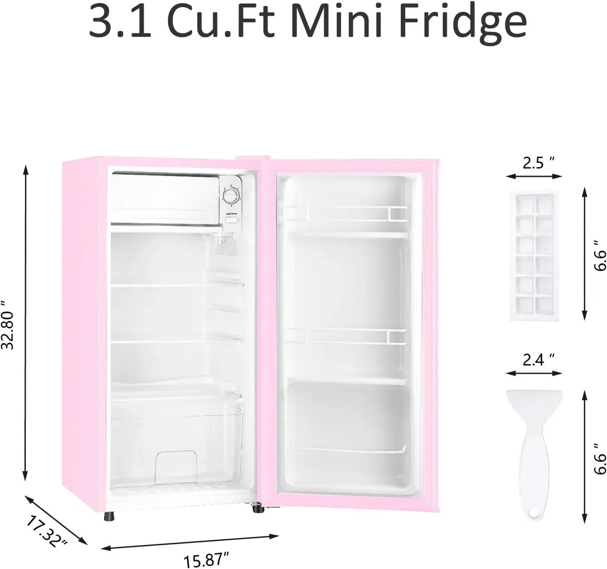 Kcpolre Mini Fridge With Freezer, 3.1 Cu.Ft, Pink - JINXIN85B