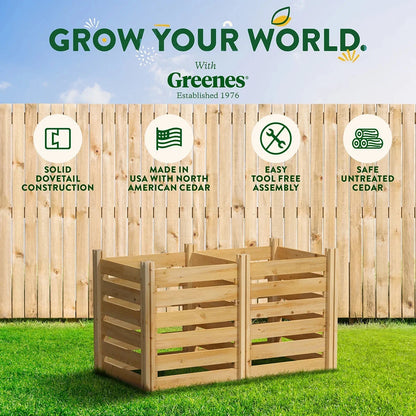 Greenes Fence Cedar Wood Composter 24 in x 24 in x 31 in, 77.3 Gal.