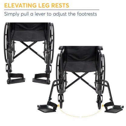 Drive Medical Silver Sport 1 Wheelchair With Full Arms And Swing Away Removable Footrest