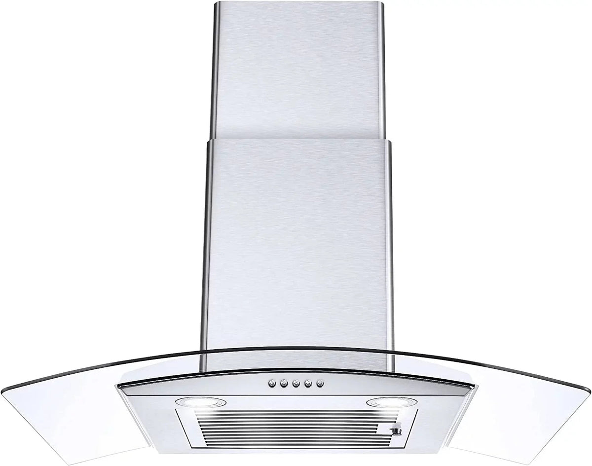 Wall Mount Range Hood 30 inch Convertible Tempered Glass 3-Speed 450 CFM - 3375B