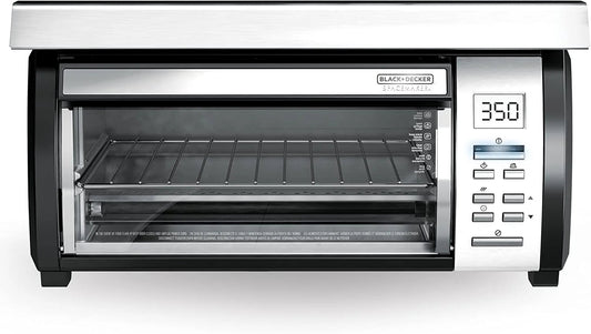 BLACK+DECKER SpaceMaker Under-Cabinet Toaster Oven, Black/Stainless Steel, 9 in Pizza, 4 Slice - TROS1000D