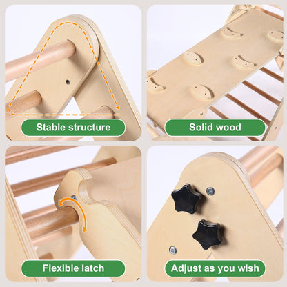 Lookfly 8-in-1 Foldable Pikler Triangle Climbing Set With Ramp - Natural-Color Or Multicolor