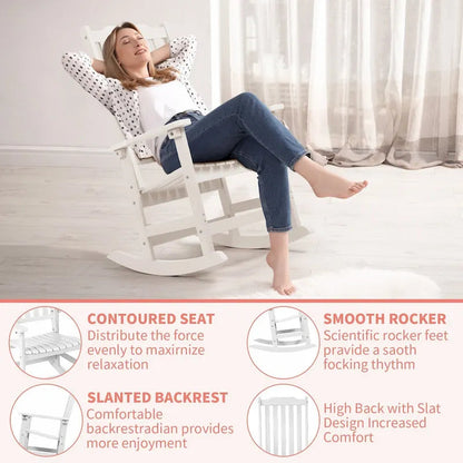 Vrakae Patio High-Back Rocking Chairs, 2-Piece, 21 x 34.6 x 46 Inches
