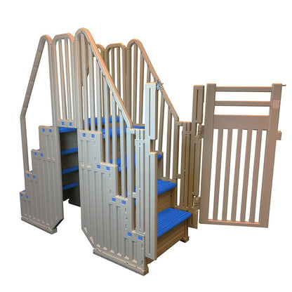 Confer Above Ground Pool Steps With Blue Safety Closure - Warm Gray