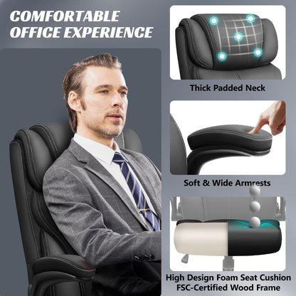HeroSet Big And Tall Executive Office Chair With PU Leather, 400 lbs Capacity
