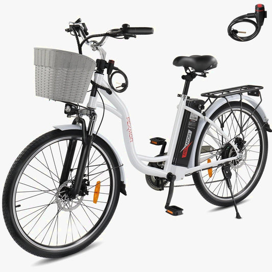 PEXMOR Adult City Commuter Electric Bike 350W Peak 500W 36V 12.5AH 26in Shimano 6-Speed