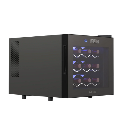 JINJUNYE Countertop Wine Cooler Refrigerator, 12 Bottle, Glass Door