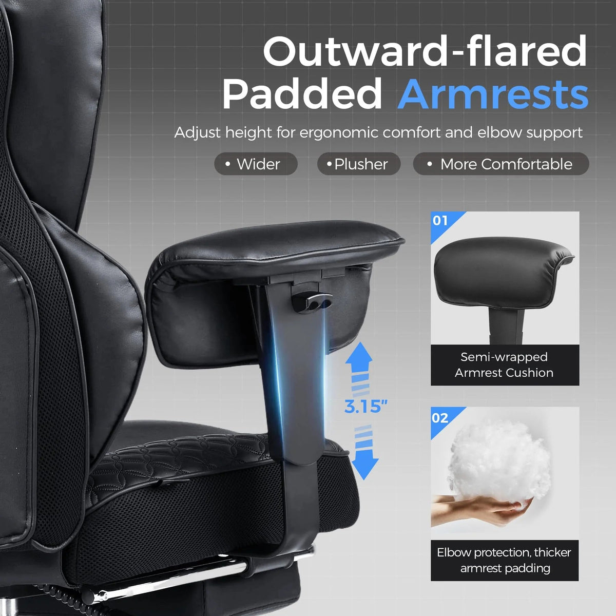 Big And Tall Gaming Chair, High-Back Computer Desk Chair, 400 Lbs