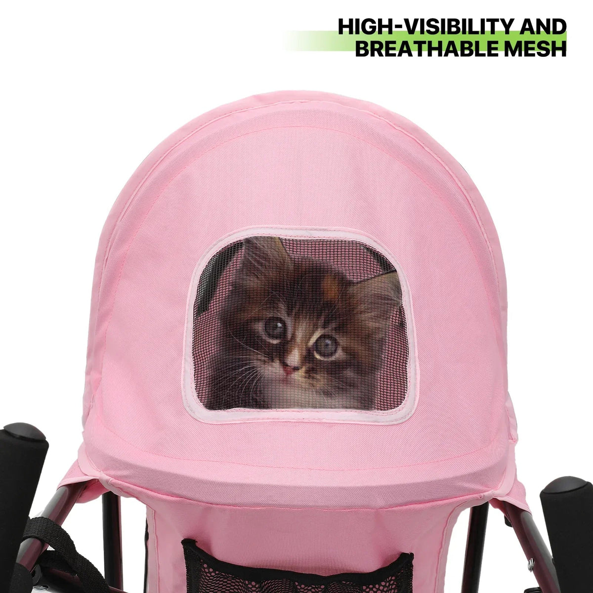 Magshion 4 Wheel Foldable Pet Stroller for Small Medium Dogs, Pink, 22 lbs