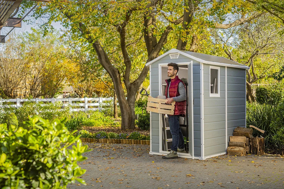 Keter Manor DD 6 X 8 Foot Outdoor Storage Shed, Grey - 213413