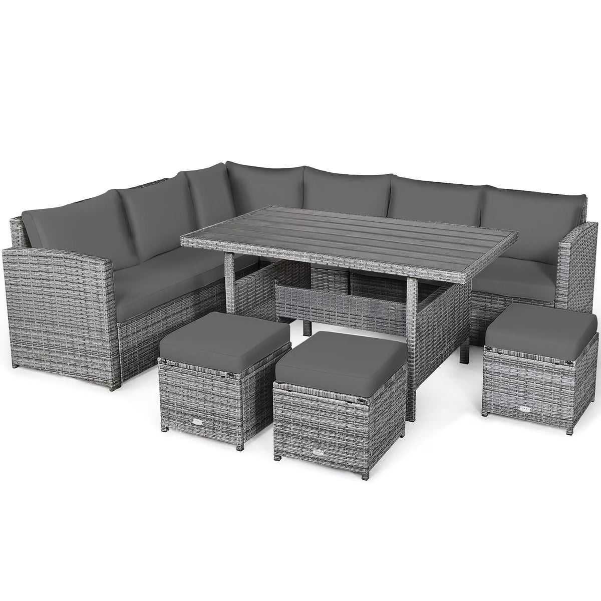 Outdoor Rattan Patio Furniture Set, Black, 7-Piece
