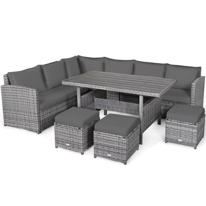 Outdoor Rattan Patio Furniture Set, Black, 7-Piece